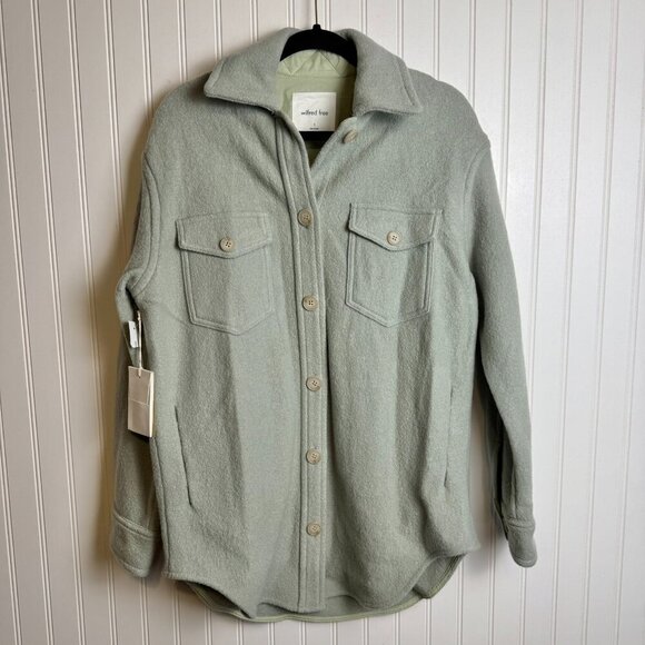 Wilfred Free NWT Merino Wool Ganna Shacket Button Front, Pale Green - Picture 1 of 7